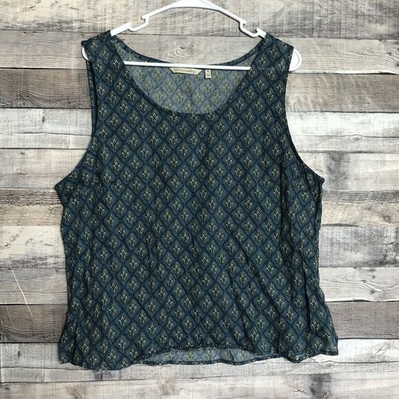 SOFT SURROUNDINGS Womens TOP 3/4 Sleeve BLUE Stripe One Button Size XL with Tank - Picture 10 of 10